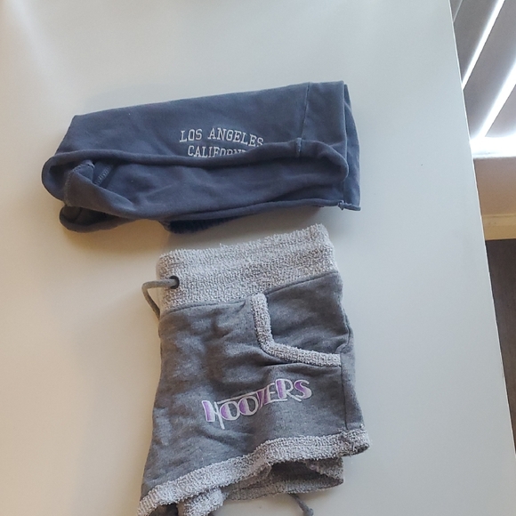 Gray 'HOOVERS' Embroidered Drawstring Shorts - Picture 1 of 5